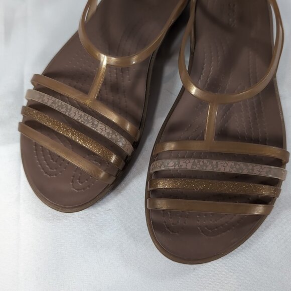 Crocs Isabella Jelly Flats 202465 Sandals Tan Gold Bronze Women's US 7 Strappy - Picture 15 of 16